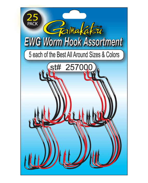 Gamakatsu EWG Worm Hook Assortment 25-Piece Variety Pack - TACKLE WAREHOUSE AMERICA​