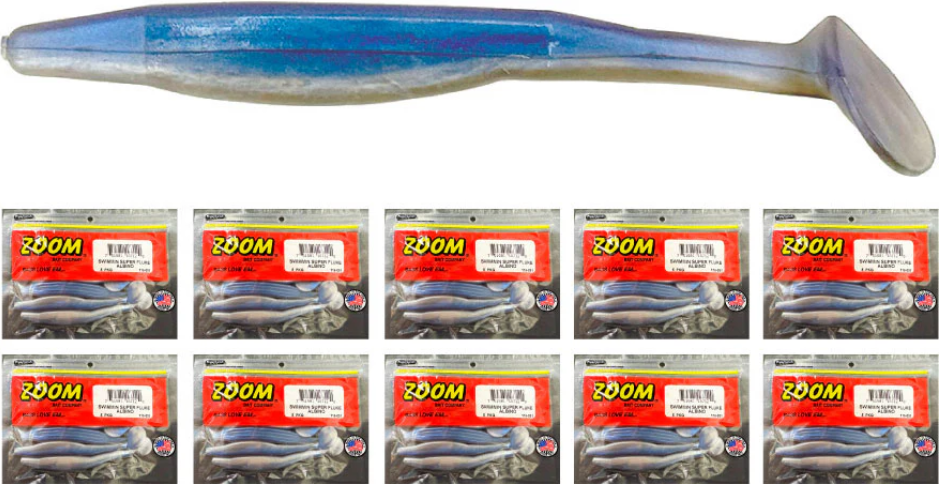 Zoom Swimmin' Super Fluke 5 Inch Paddle Tail Swimbait BLOWOUT - 10 Packs - TACKLE WAREHOUSE AMERICA​