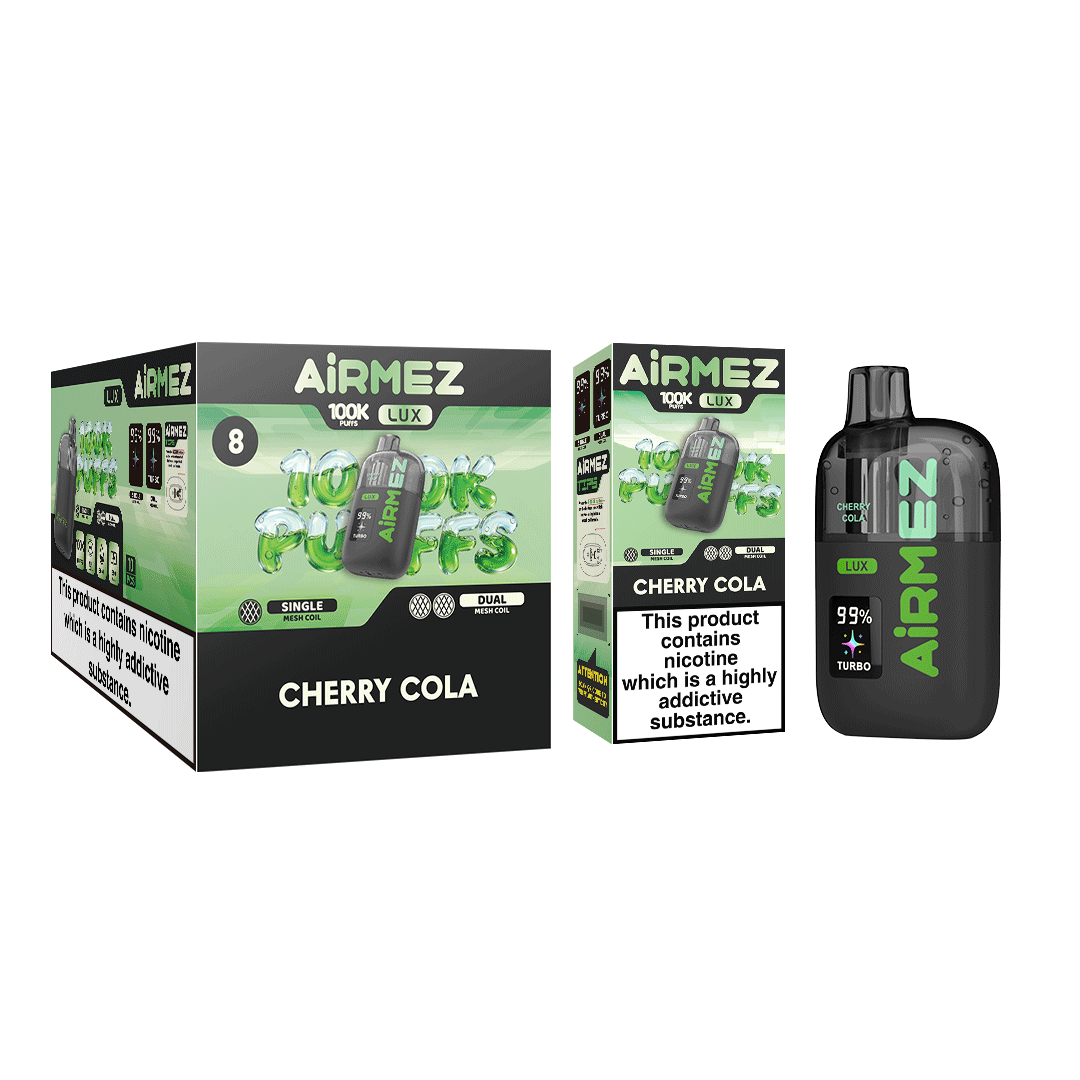 Airmez Lux 100,000 Cherry Cola Single Pack and 10pcs Display Box