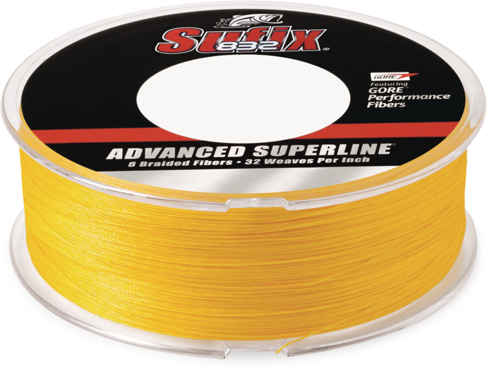 Sufix 832 Advanced Superline High-Vis Yellow Braided Line - 600 Yard Bulk Spool - TACKLE WAREHOUSE AMERICA​