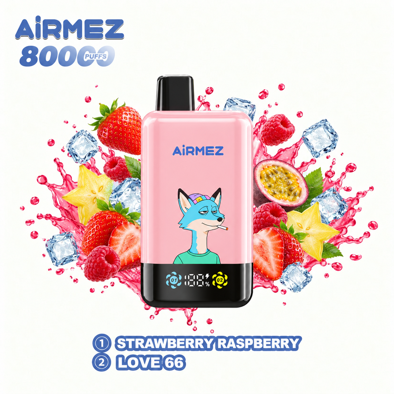 AiRMEZ Fox 2-in-1 Pro 80K Vape – 10 Dual-Flavor Options | Sliding Mouthpiece | EU Warehouse