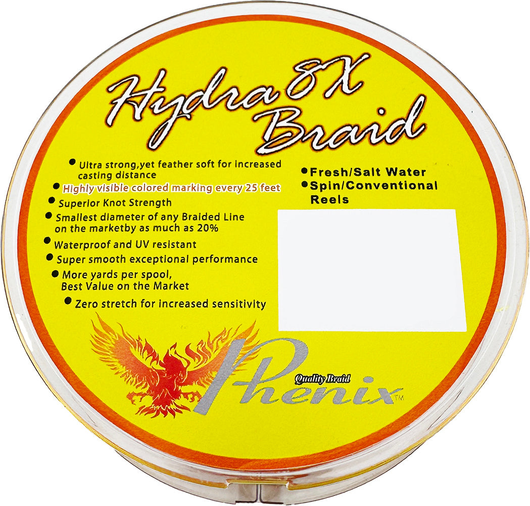 Phenix Hydra 8X Braided Line Bulk Spools - High-Vis Orange & Yellow - TACKLE WAREHOUSE AMERICA​