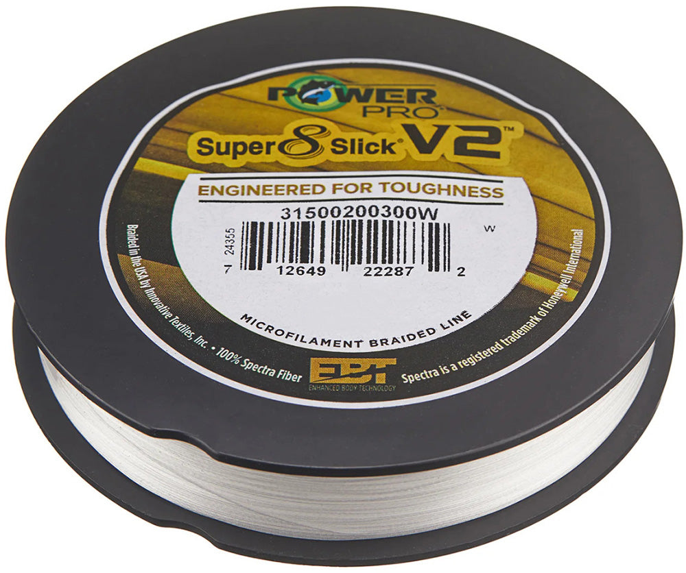 Power Pro Super8Slick V2 White Braided Line Filler Spools - 300 Yards - TACKLE WAREHOUSE AMERICA​