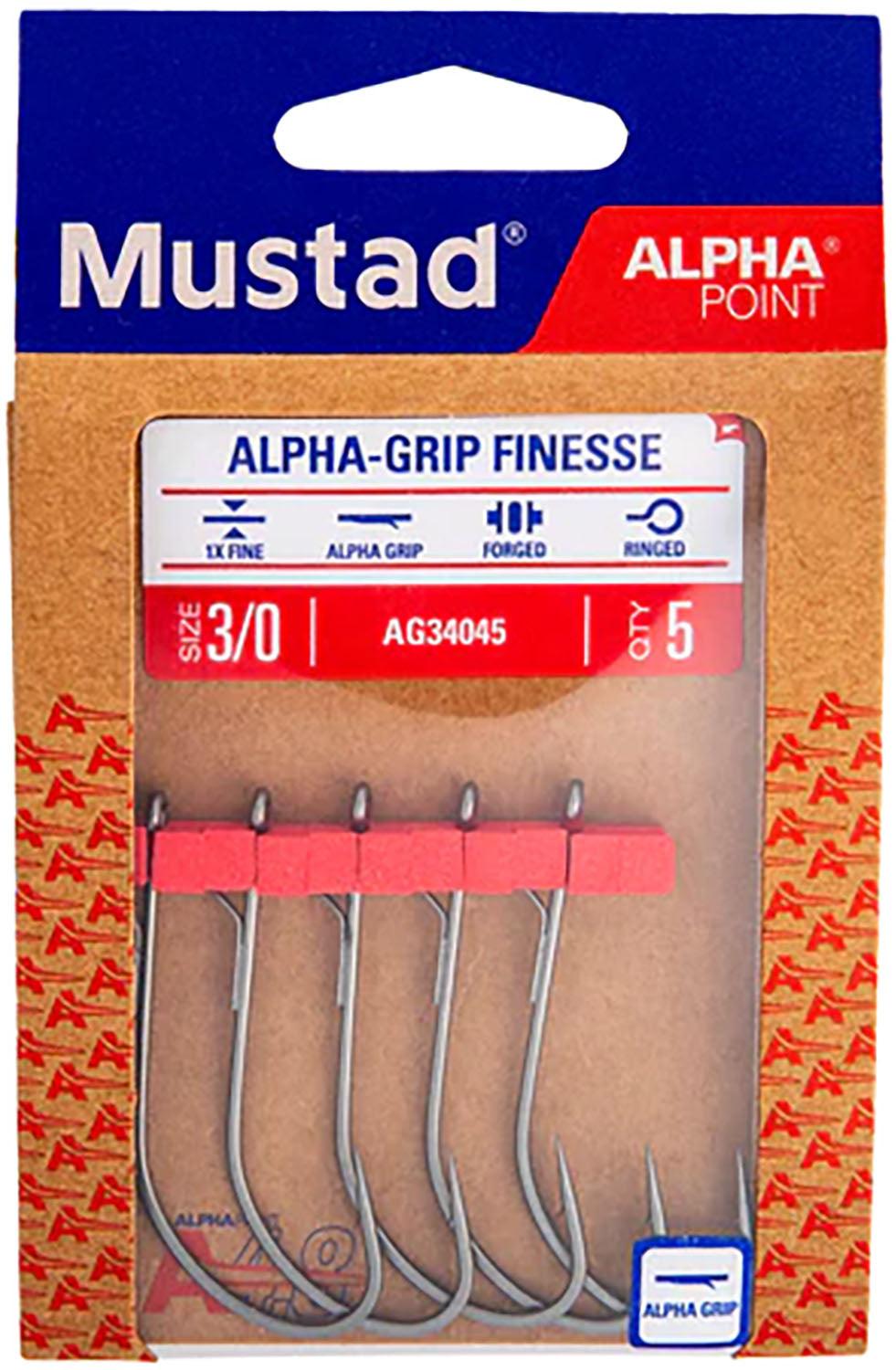 Mustad Alpha-Grip Inline Finesse Hooks - 5 Pack - TACKLE WAREHOUSE AMERICA​