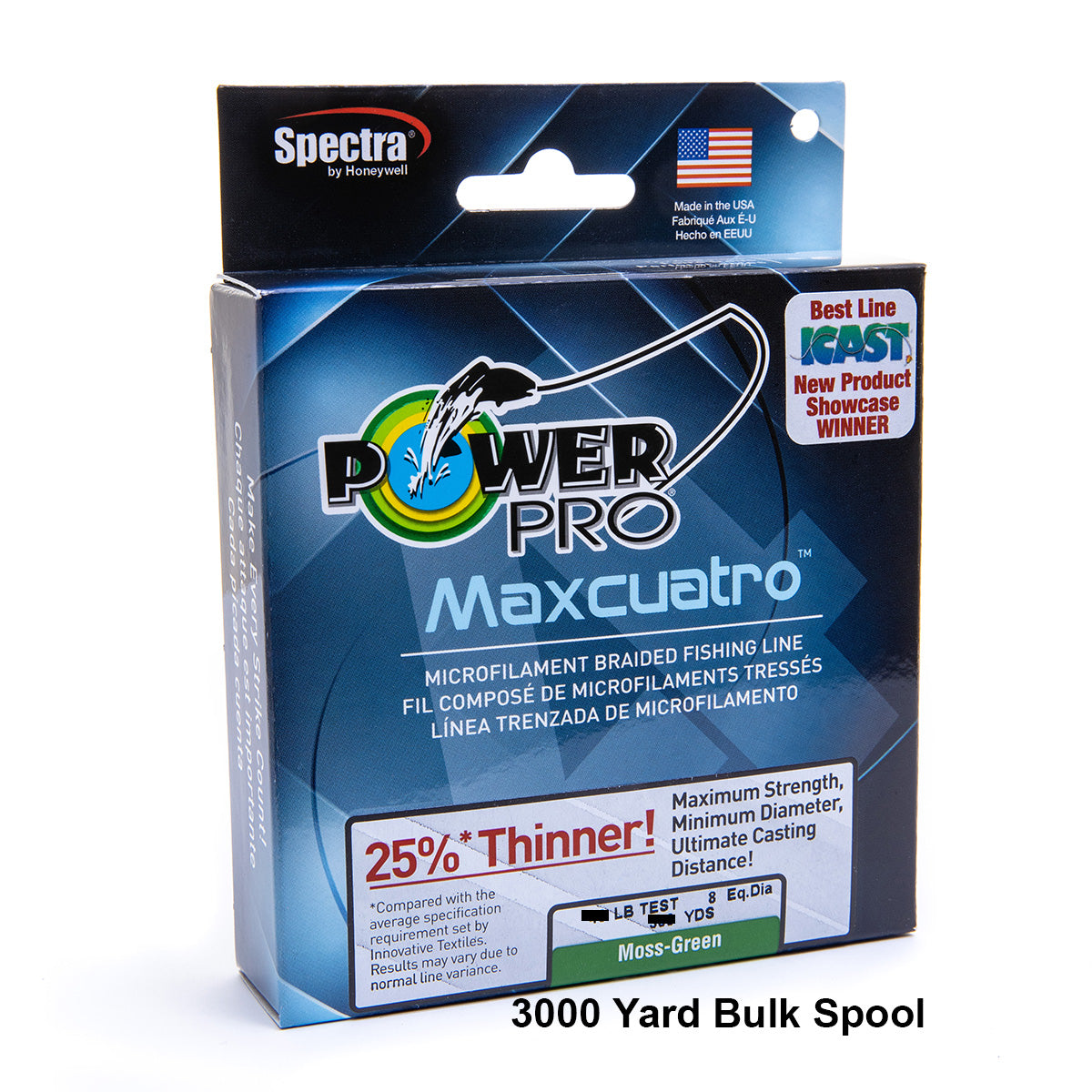 Power Pro Maxcuatro Spectra Moss Green Braided Line 3000 yard Bulk Spool - TACKLE WAREHOUSE AMERICA​