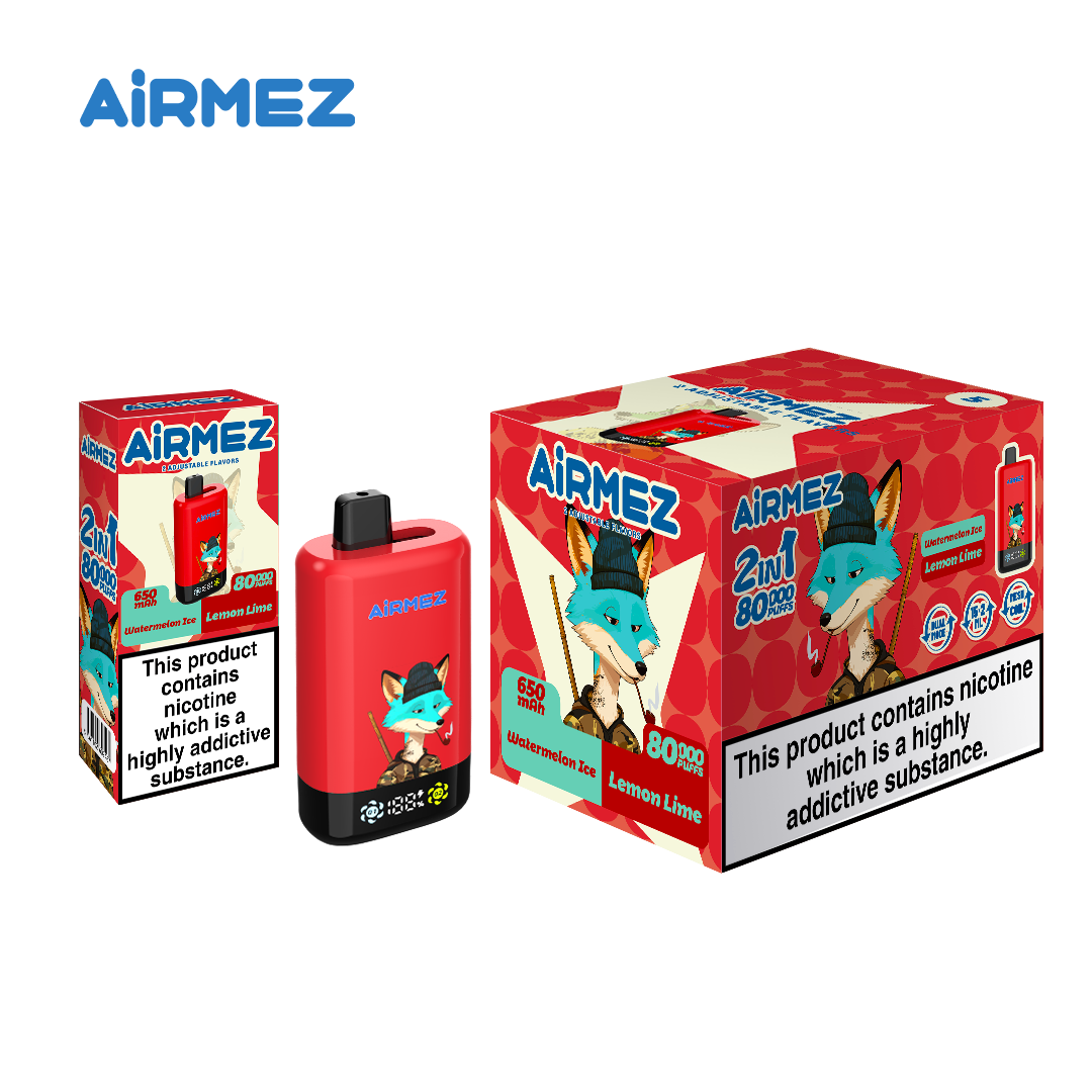 AiRMEZ Fox 2-in-1 Pro 80K Watermelon Ice & Lemon Lime device and packaging