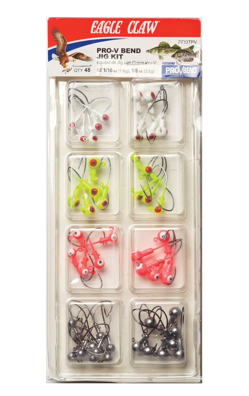 Eagle Claw Pro-V Bend Jig Kit 48-Piece Jighead Assortment - TACKLE WAREHOUSE AMERICA​