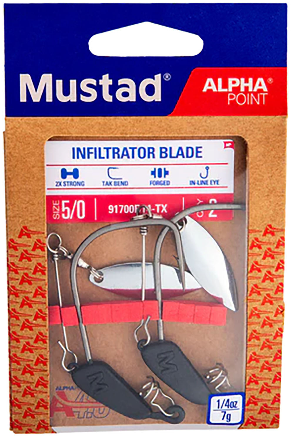 Mustad Alpha-Point Infiltrator Weighted Bladed Hook - 2 Pack - TACKLE WAREHOUSE AMERICA​