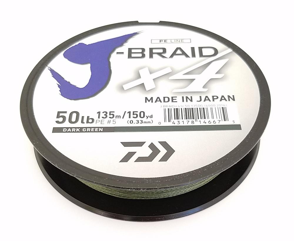 Daiwa J-Braid X4 Braided Line 150 Yards Dark Green - TACKLE WAREHOUSE AMERICA​