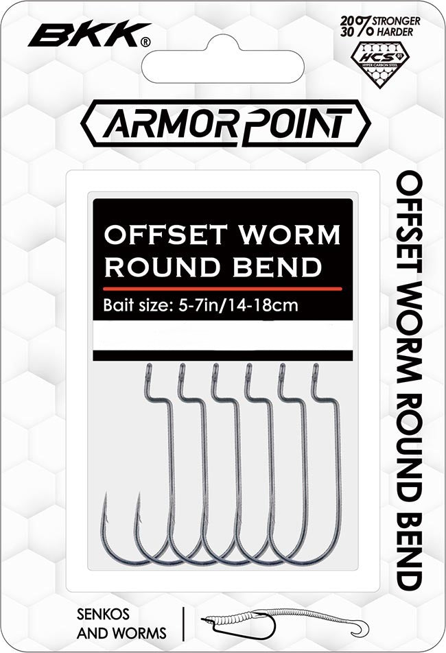 BKK Armor-Point Offset Round Bend Worm Hooks - TACKLE WAREHOUSE AMERICA​