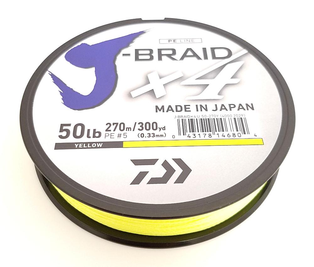Daiwa J-Braid X4 Braided Line 300 Yards Fluorescent Yellow - TACKLE WAREHOUSE AMERICA​
