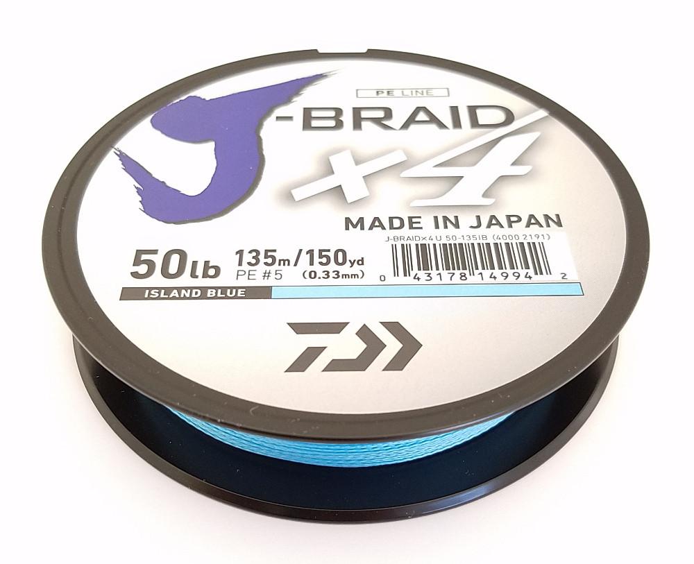 Daiwa J-Braid X4 Braided Line 150 Yards Island Blue - TACKLE WAREHOUSE AMERICA​