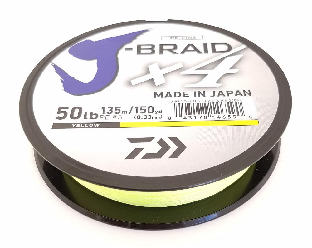 Daiwa J-Braid X4 Braided Line 150 Yards Fluorescent Yellow - TACKLE WAREHOUSE AMERICA​
