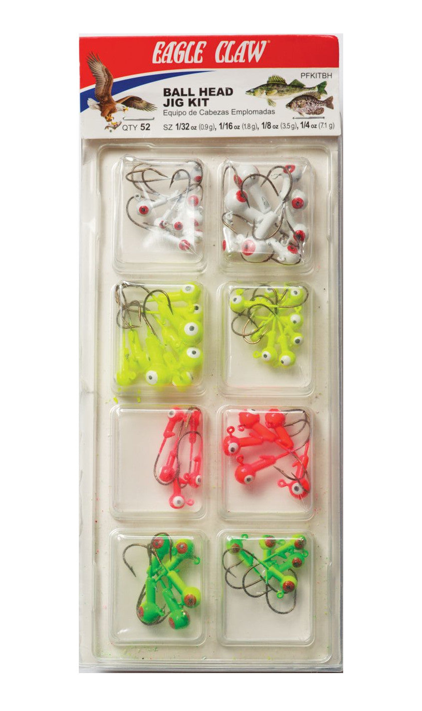 Eagle Claw Ball Head Jig Kit 52-Piece Jighead Assortment - TACKLE WAREHOUSE AMERICA​