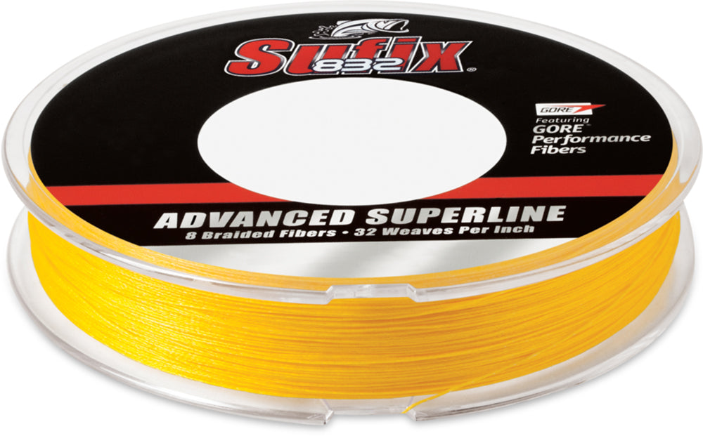 Sufix 832 Advanced Superline High-Vis Yellow Braided Line - 150 Yard Standard Spool - TACKLE WAREHOUSE AMERICA​