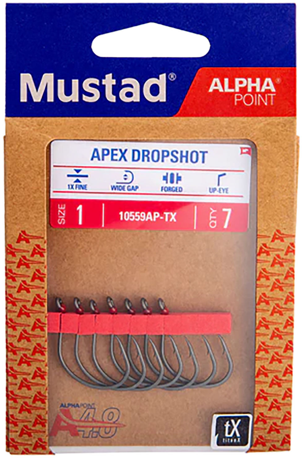 Mustad Alpha-Point Inline Apex Dropshot Hooks - TACKLE WAREHOUSE AMERICA​