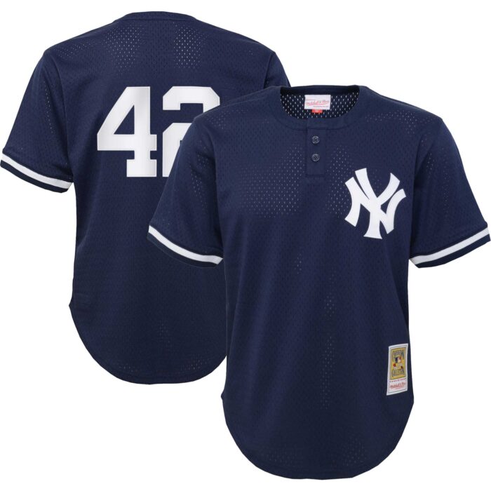 Youth New York Yankees Mariano Rivera Mitchell & Ness Navy Cooperstown Collection Mesh Batting Practice Jersey