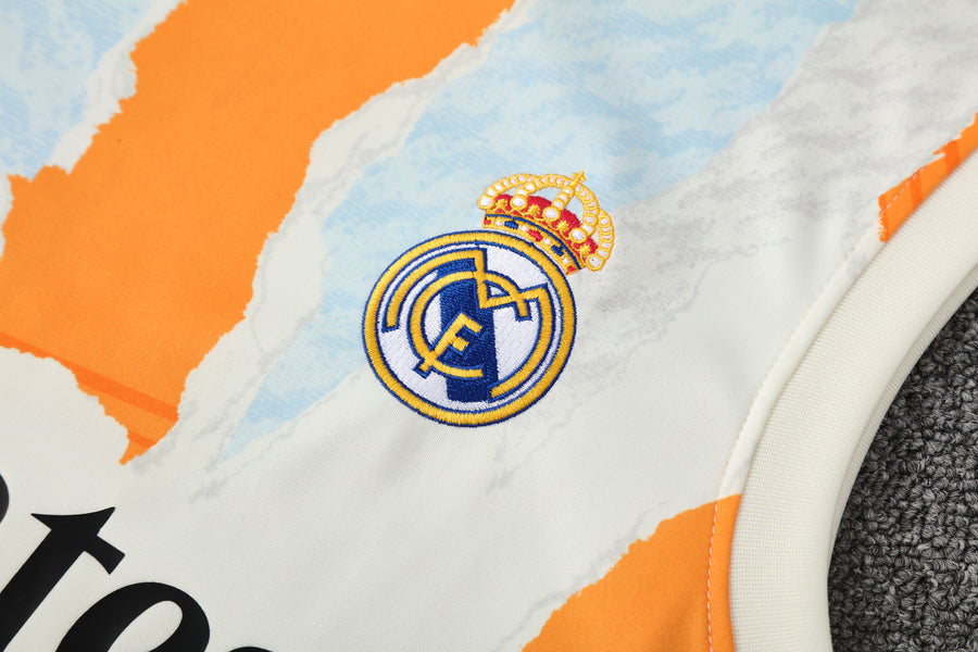 Kit Tank Top + Shorts Real Madrid White/Black/Orange Training 25/26