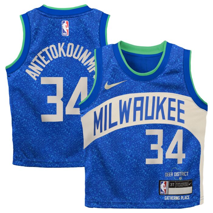 Infant Milwaukee Bucks Giannis Antetokounmpo Nike Royal Swingman Replica Jersey – City Edition