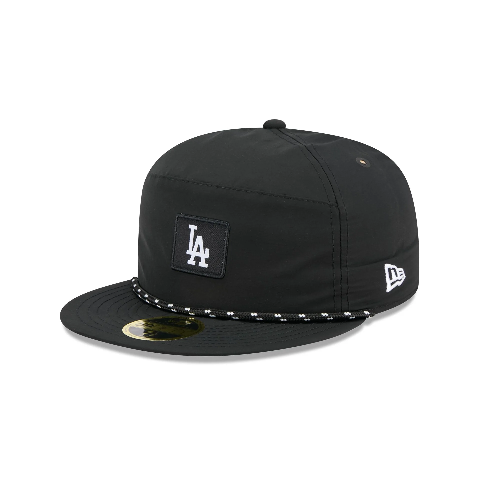 Los Angeles Dodgers Black Poly Rope Split Panel 59FIFTY Fitted Hat