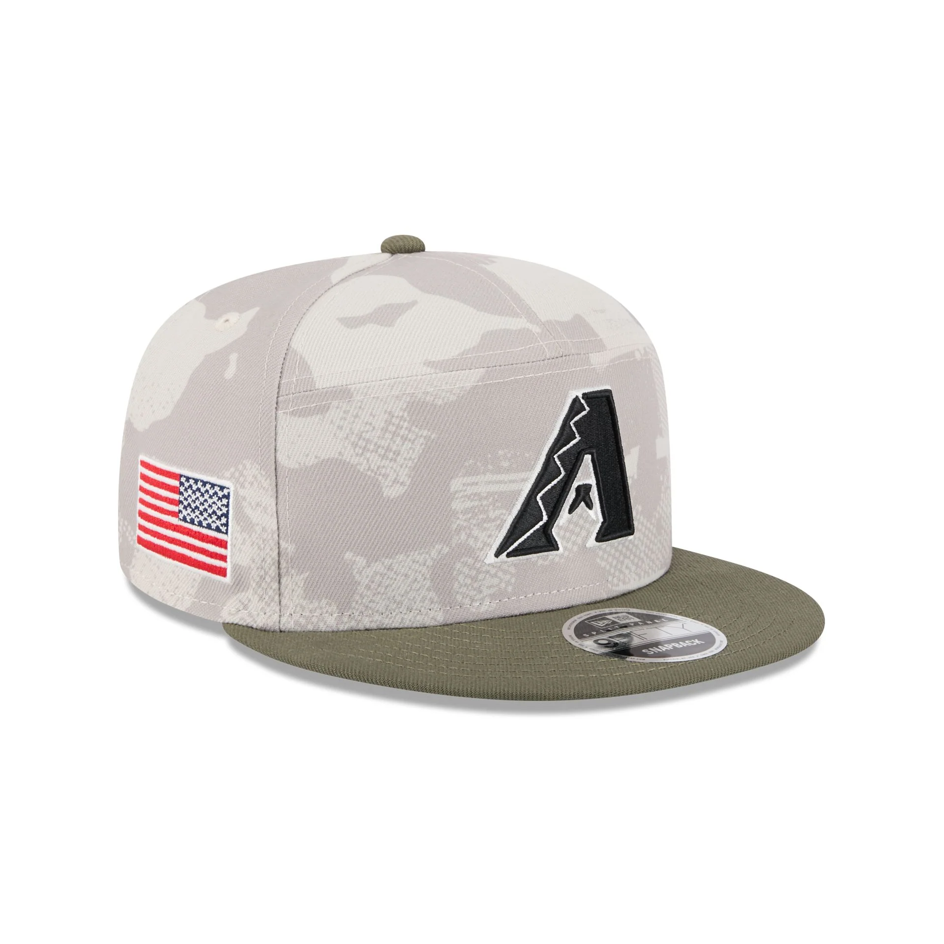 Arizona Diamondbacks Armed Forces Day 2025 Split Panel 9FIFTY Snapback Hat