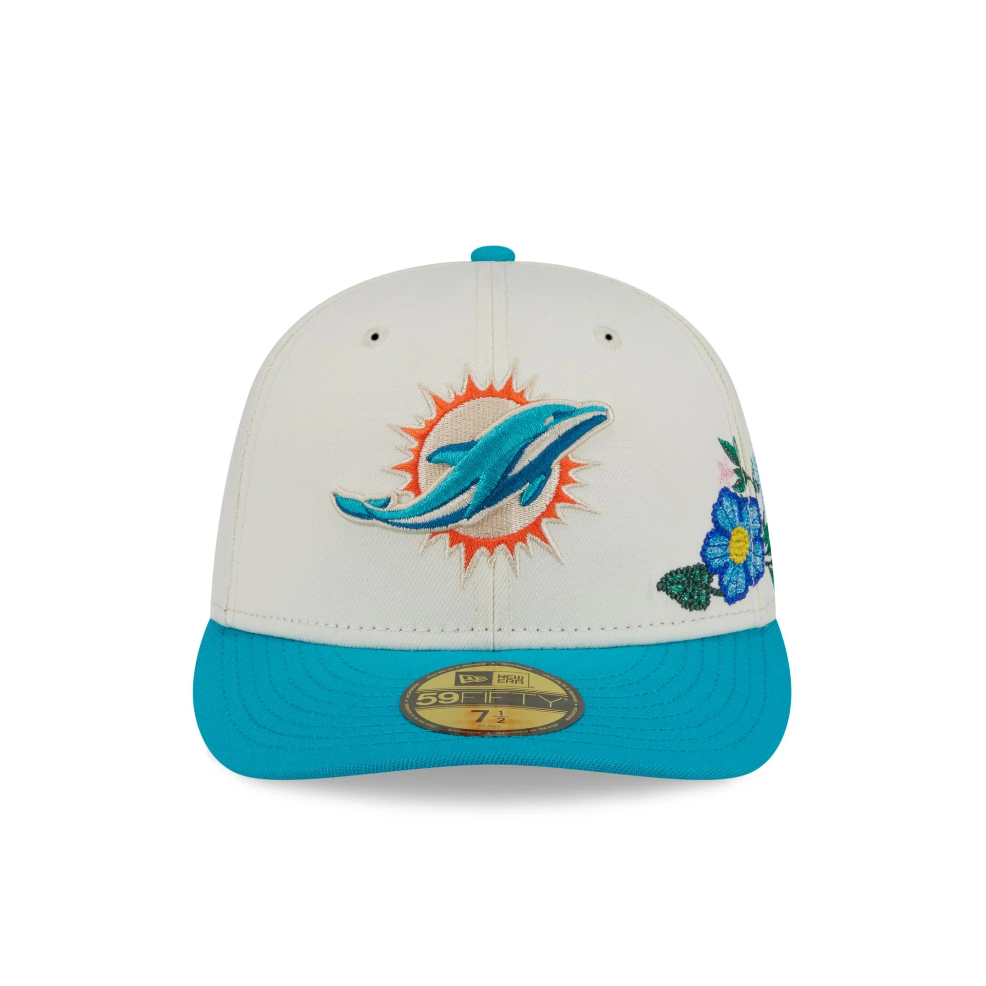 Miami Dolphins Tonal Florals White 59FIFTY Fitted Hat