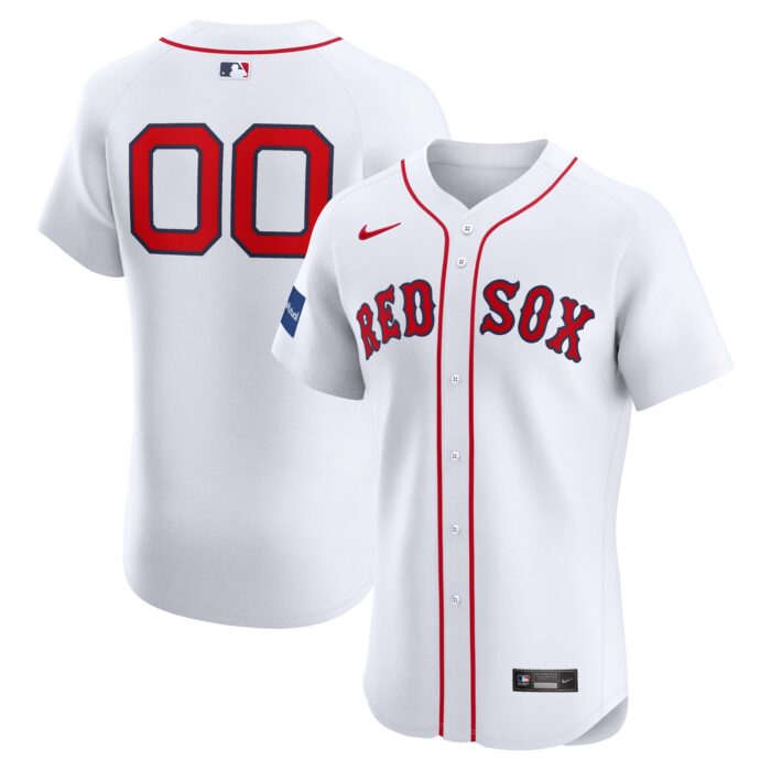 Men’s Boston Red Sox Nike White Home Elite Custom Patch Jersey