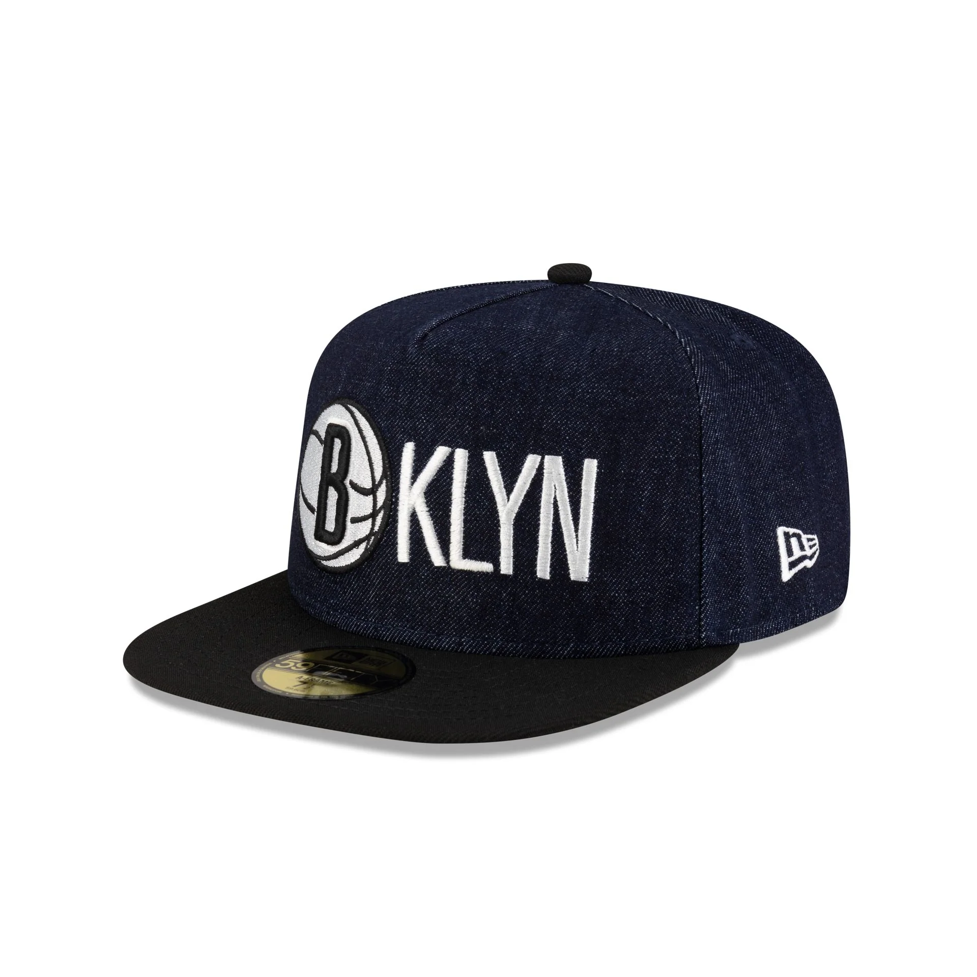 Brooklyn Nets Navy Denim 59FIFTY A-Frame Fitted Hat