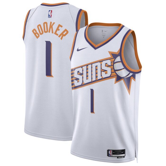 Unisex Phoenix Suns Devin Booker Nike White Swingman Jersey – Association Edition