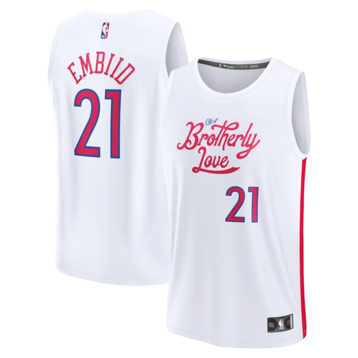 Men’s Philadelphia 76ers Joel Embiid Fanatics White Fastbreak Jersey – City Edition