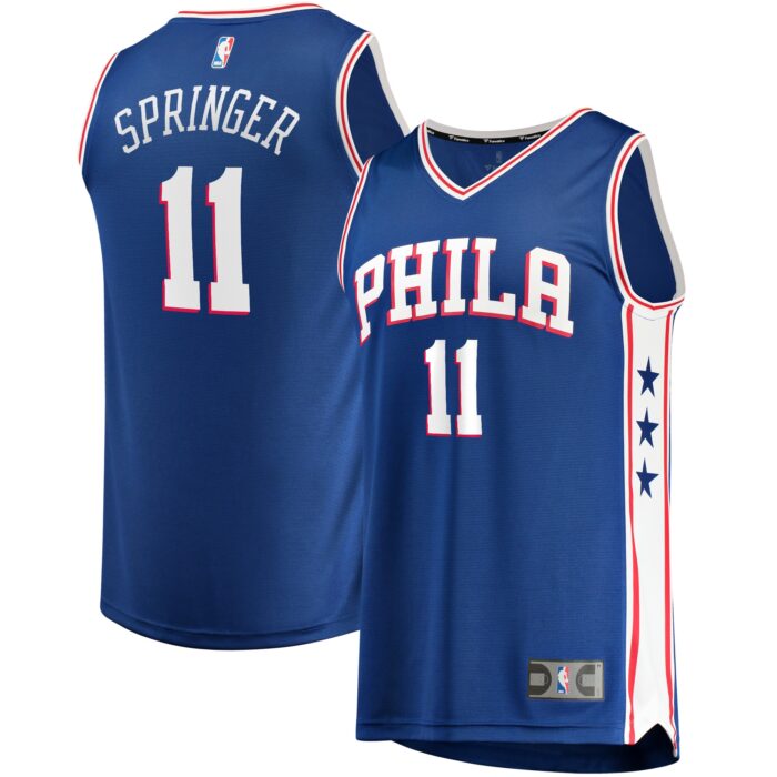 Men’s Philadelphia 76ers Jaden Springer Fanatics Royal Fast Break Replica Jersey – Icon Edition