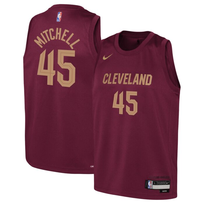 Youth Cleveland Cavaliers Donovan Mitchell Nike Wine Swingman Jersey – Icon Edition