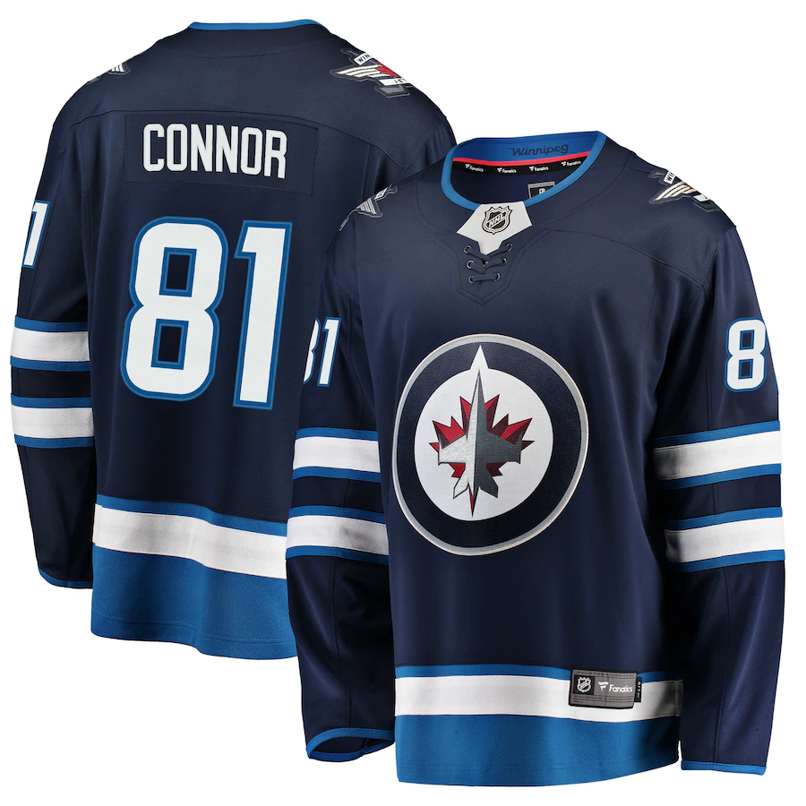 Men's Winnipeg Jets 81 Kyle Connor Navy Breakaway Replica Jersey
