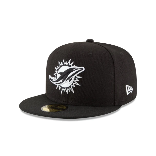 Miami Dolphins Black & White 59FIFTY Fitted Hat
