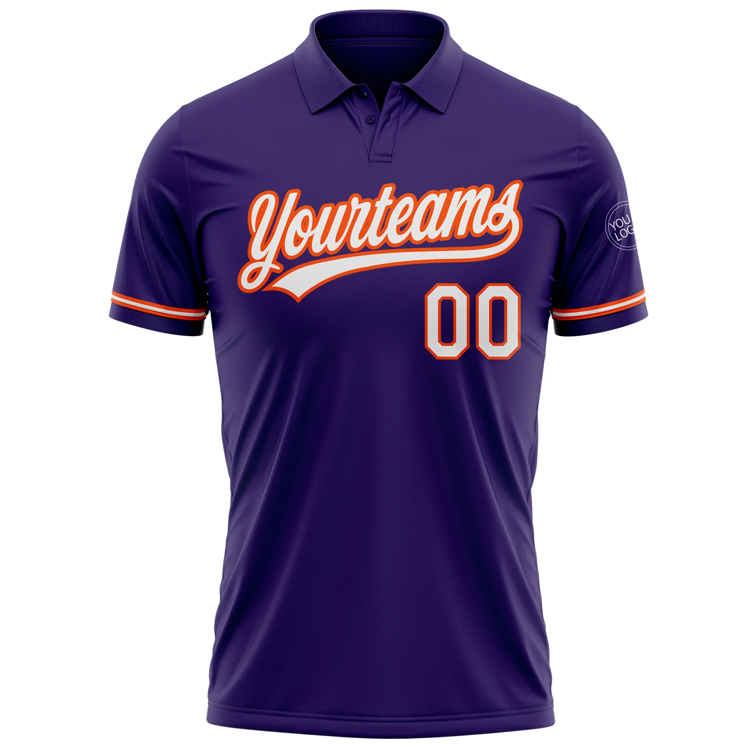 Custom Purple White-Orange Performance Vapor Golf Polo Shirt