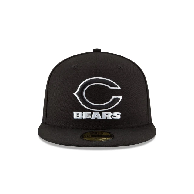 Chicago Bears Black & White 59FIFTY Fitted Hat