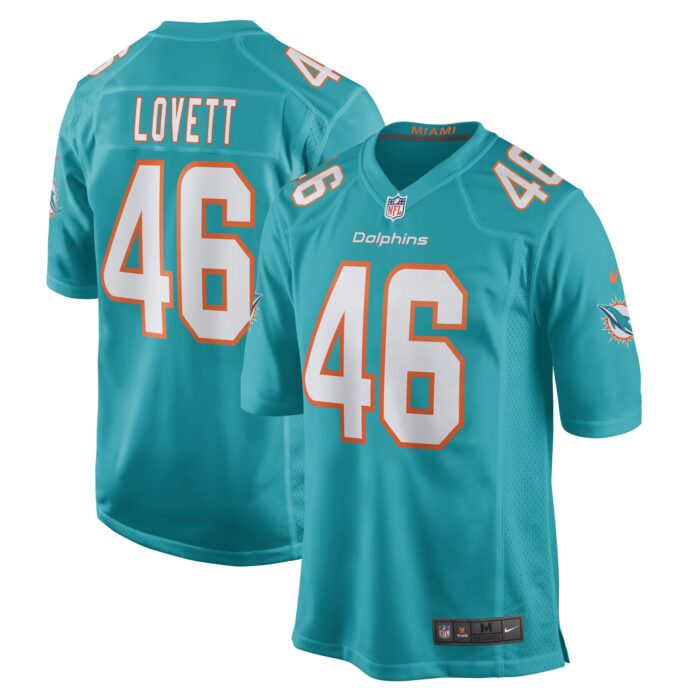 Men’s Miami Dolphins John Lovett Nike Aqua Game Player Jersey
