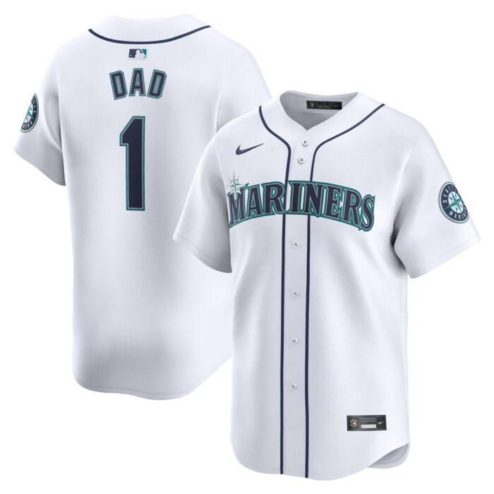 Men’s Seattle Mariners Nike White #1 Dad Home Limited Jersey