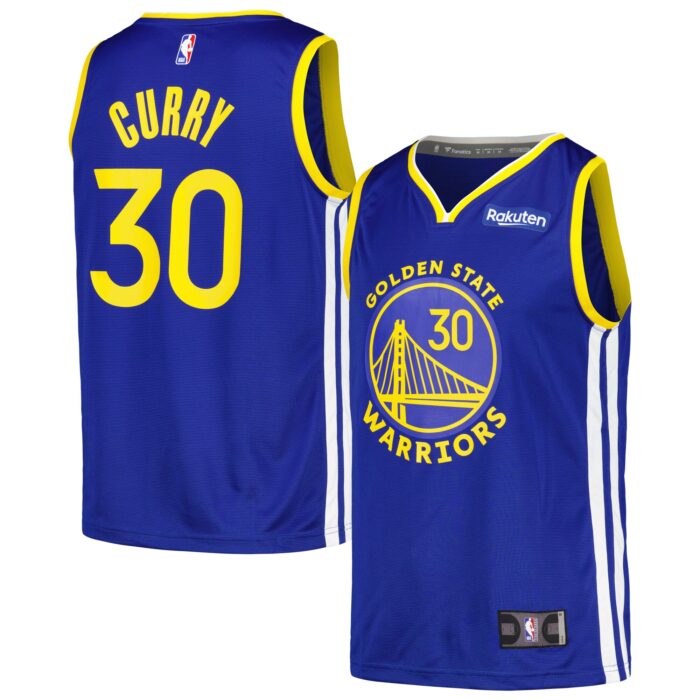 Men’s Golden State Warriors Stephen Curry Fanatics Royal Fast Break Player Badge Jersey