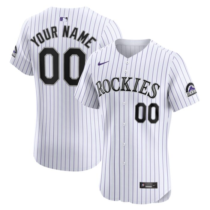 Men’s Colorado Rockies Nike White Home Elite Custom Jersey