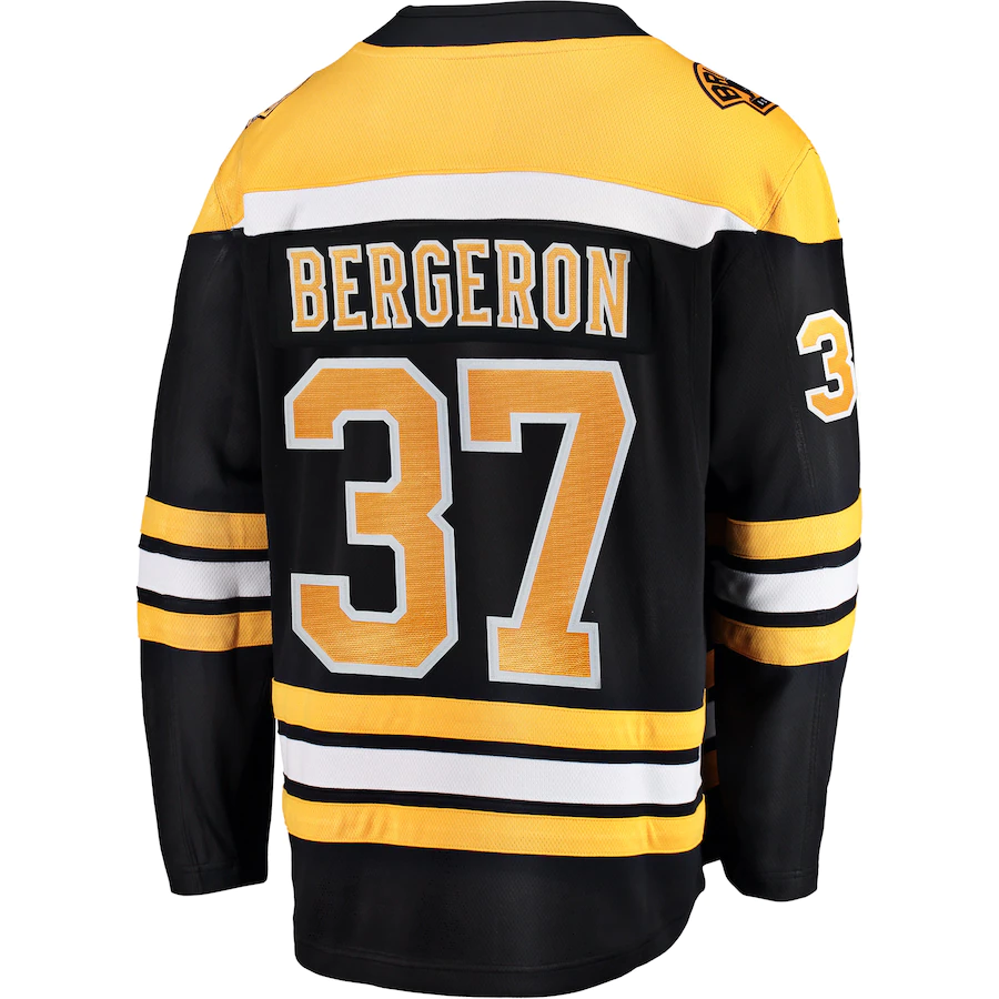 Men's Boston Bruins 37 Patrice Bergeron Fanatics Branded C Patch Player Jersey