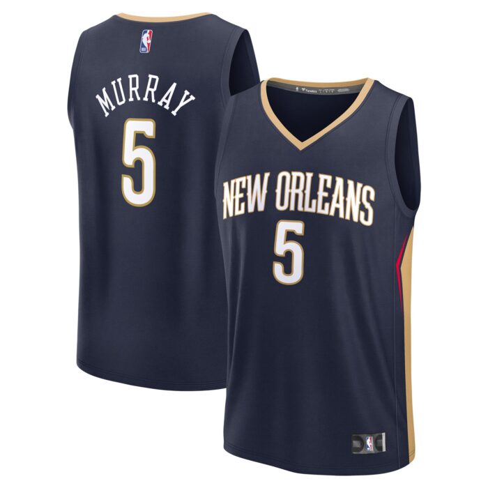 Youth New Orleans Pelicans Dejounte Murray Fanatics Navy Fast Break Replica Player Jersey – Icon Edition