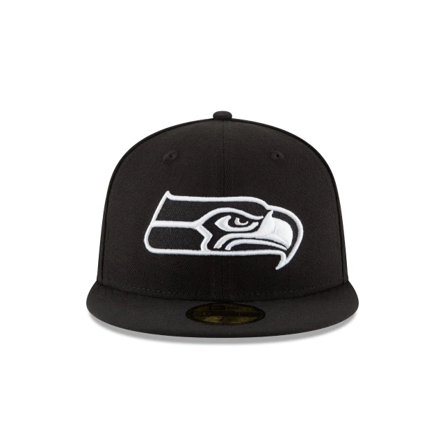 Seattle Seahawks Black & White 59FIFTY Fitted Hat