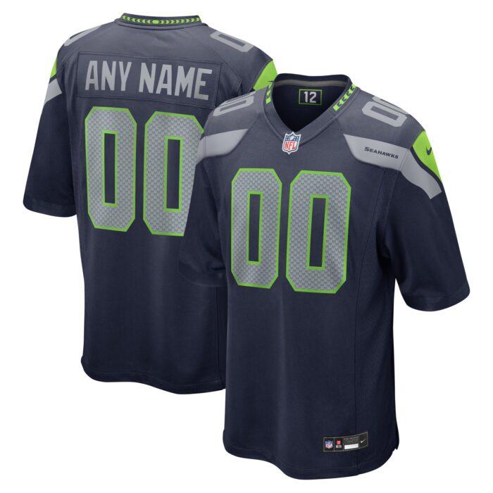 Men’s Seattle Seahawks Nike College Navy Custom Game Jersey