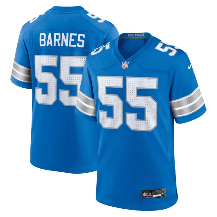 Men’s Detroit Lions Derrick Barnes Nike Blue Team Game Jersey