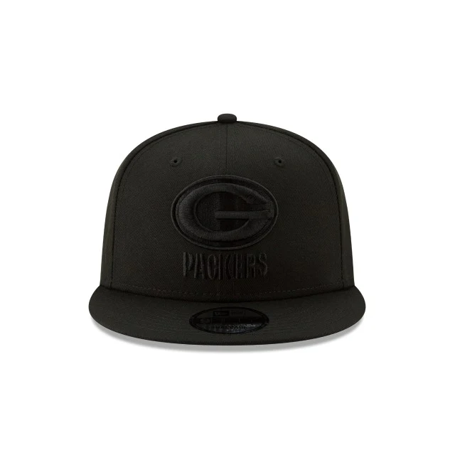 Green Bay Packers Basic Black On Black 9FIFTY Snapback Hat