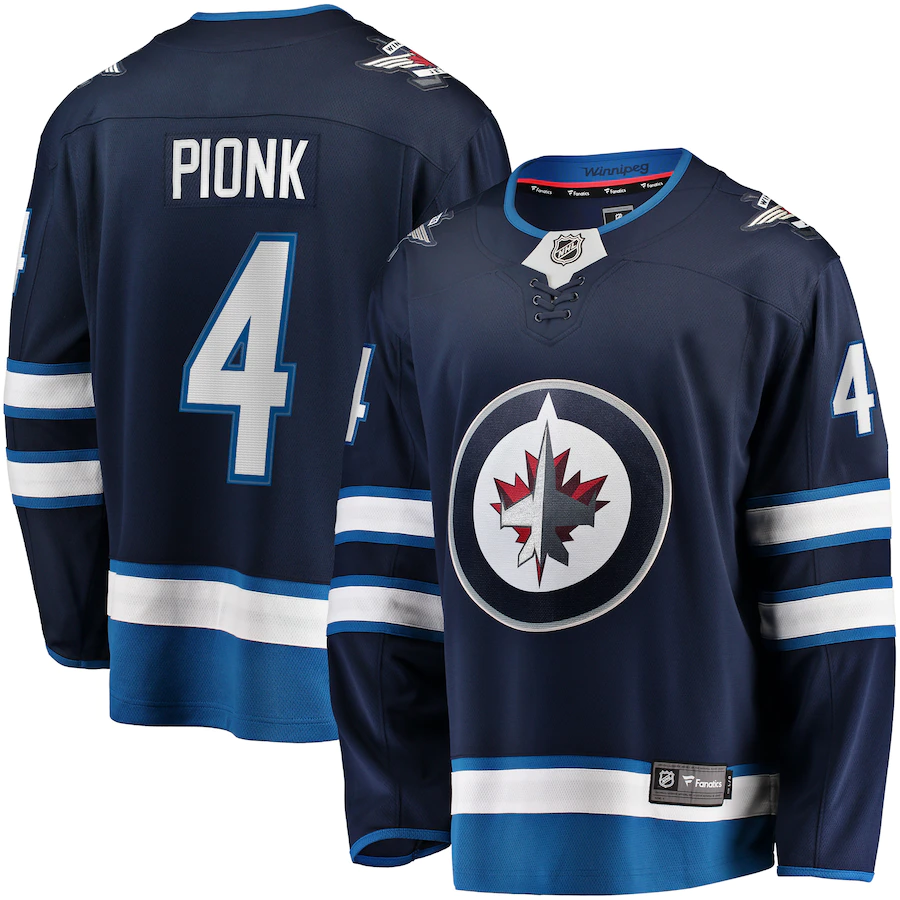 Men's Winnipeg Jets 4 Neal Pionk Navy Home Breakaway Player Jersey