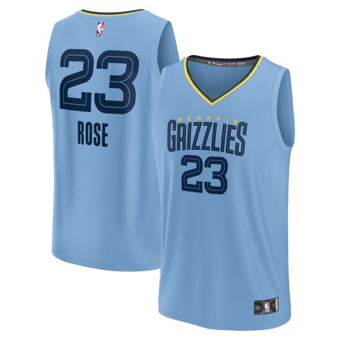 Youth Memphis Grizzlies Derrick Rose Fanatics Light Blue Fast Break Player Jersey – Statement Edition