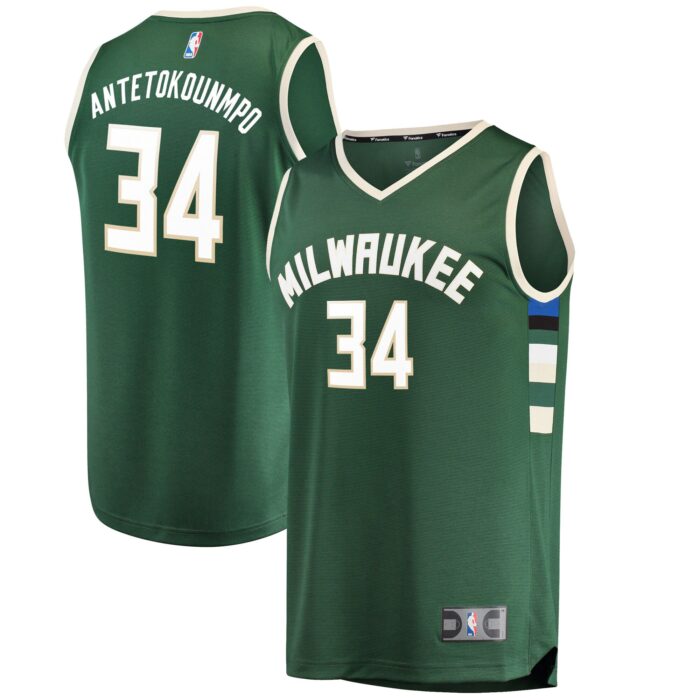 Men’s Milwaukee Bucks Antetokounmpo Fanatics Green Fast Break Replica Player Jersey – Icon Edition