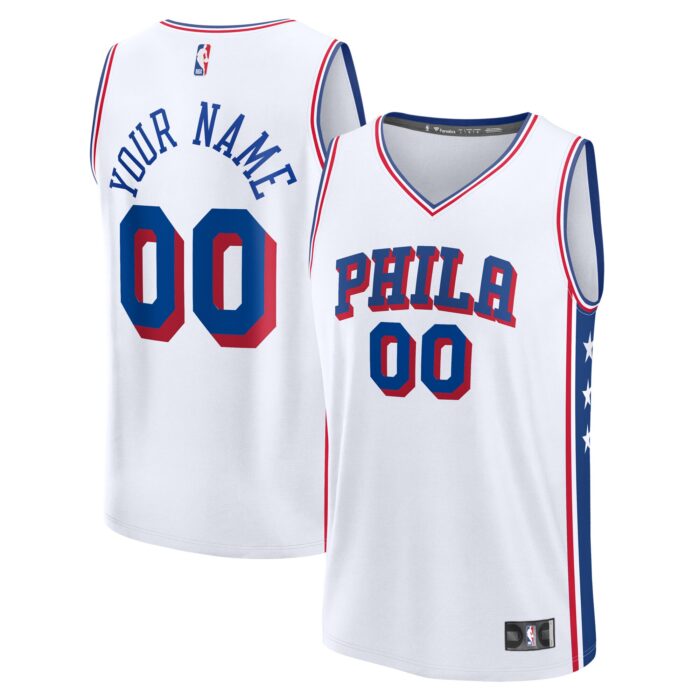 Men’s Philadelphia 76ers Fanatics White Custom Fast Break Jersey – Association Edition
